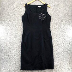 Tahari Black Sleeveless Dress with Floral Accent